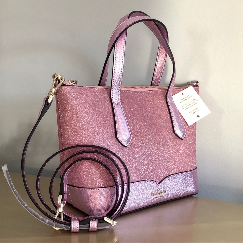 KATE♠️SPADE LOLA PINK GLITTER SATCHEL & WALLET - Picture 3 of 13